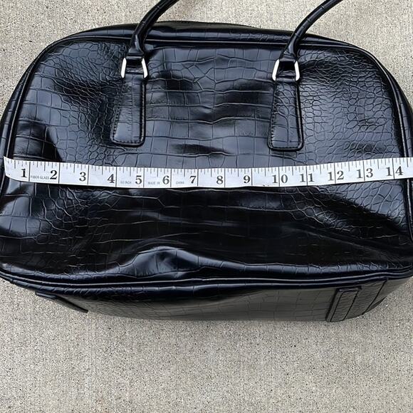 Nine West Black Faux Leather Satchel Handbag Purse 14x10x5 - Picture 5 of 15